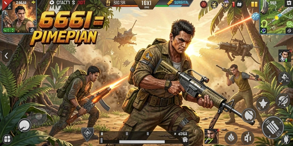Screenshot gameplay yang menunjukkan action seru dalam 666I.
