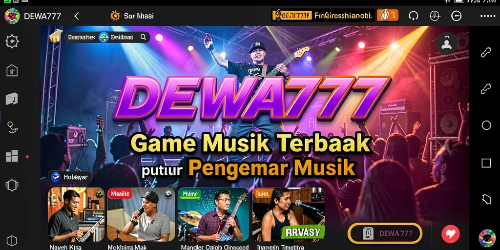 Tampilan screenshot utama DEWA777 memperlihatkan gameplay menarik dengan berbagai pilihan lagu.