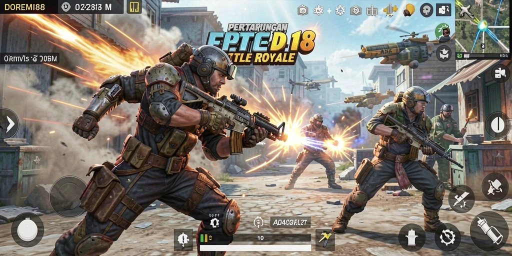 Screenshot gameplay DOREMI88 menampilkan aksi pertempuran mendebarkan.