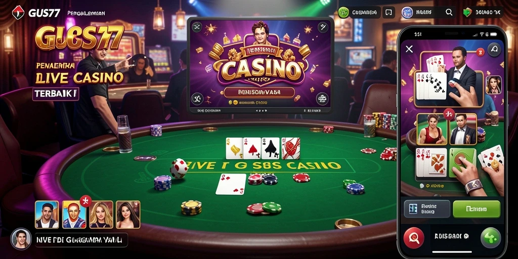 Tampilan permainan Live Casino yang mendebarkan dalam GUS77.