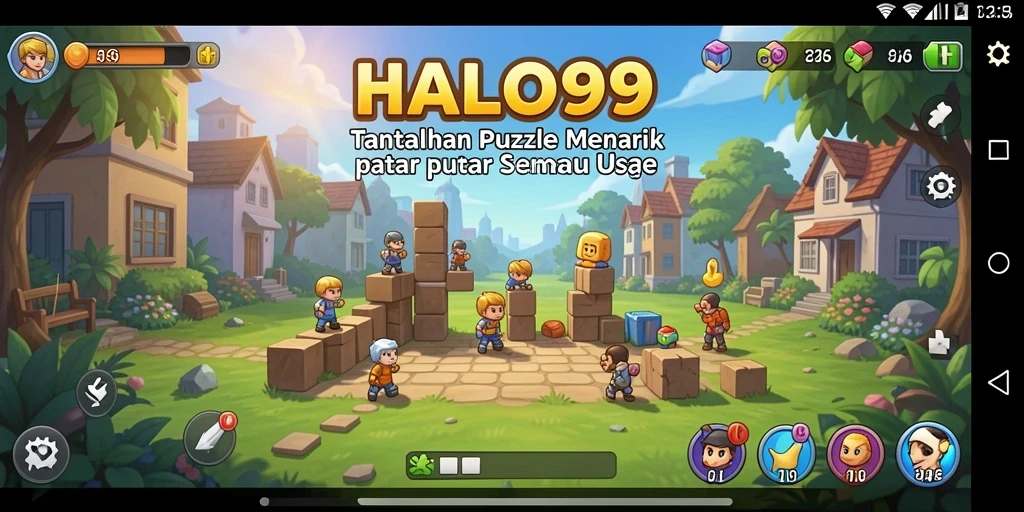 Tampilan seru Gameplay Puzzle HALO99 yang menantang.