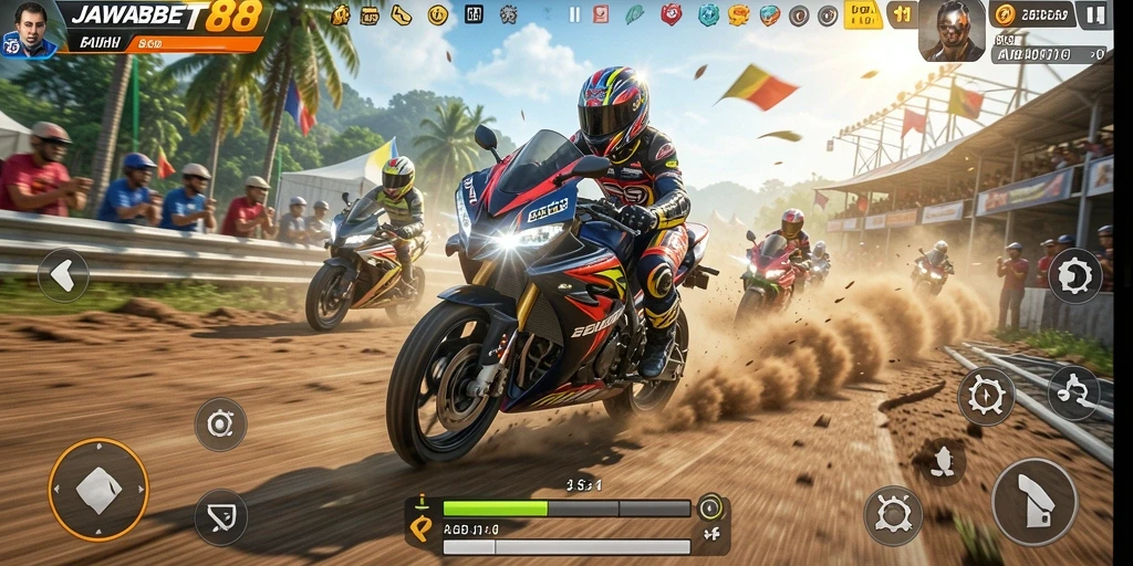 Gameplay seru balapan motor di JAWABET88 yang penuh aksi.