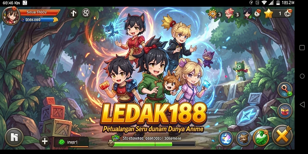 Screenshot utama LEDAK188 menampilkan pertarungan karakter anime yang mendebarkan.