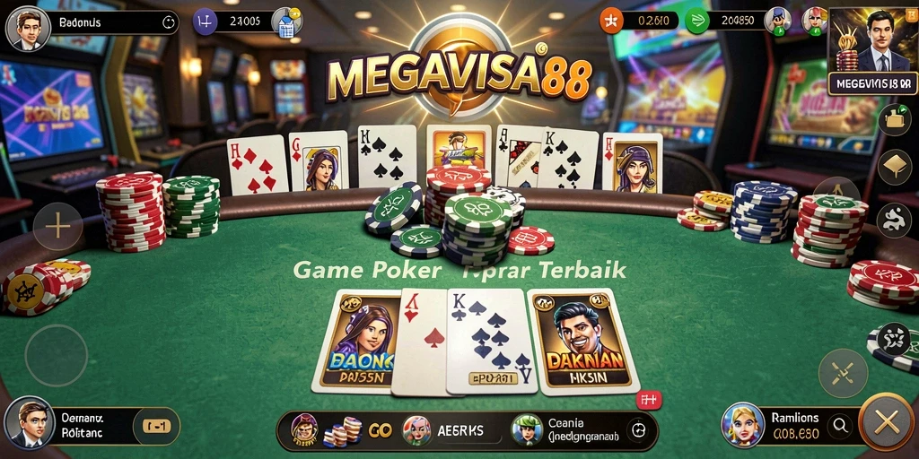 Tampilan menarik dari gameplay Poker di MEGAVISA88.