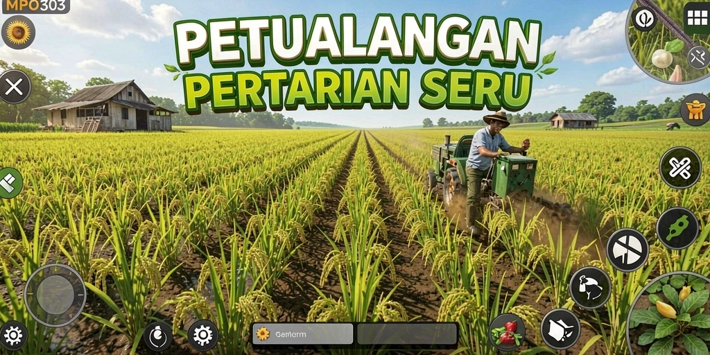 Tampilan gameplay yang menampilkan kehidupan pertanian yang aktif dan berwarna.