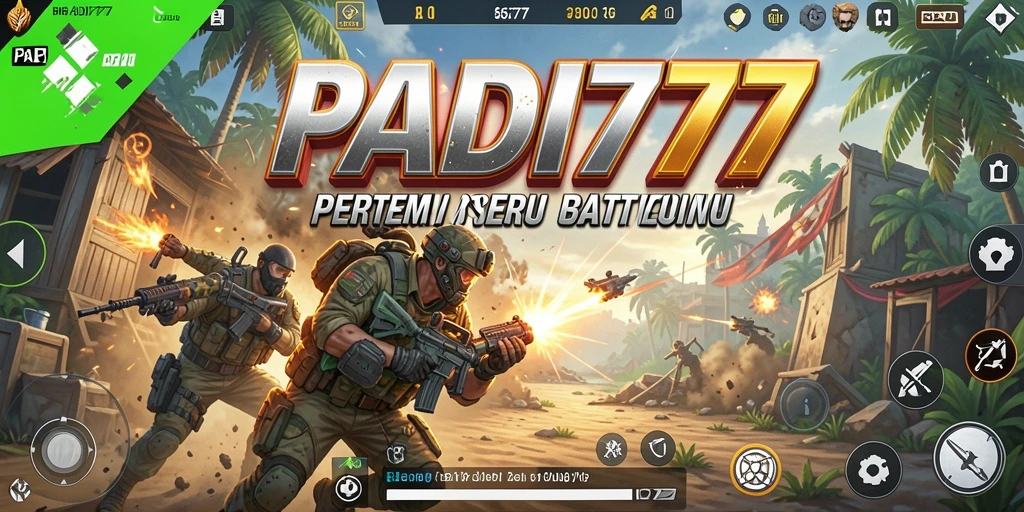Screenshot aksi intens dari game PADI777 Battle Royale.