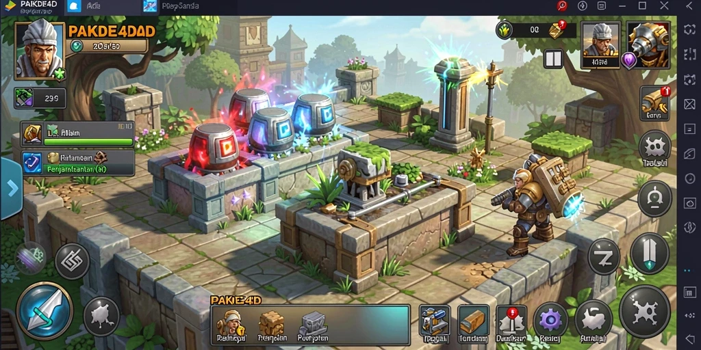 Tampilan gameplay seru dari PAKDE4D dalam aksi Tower Defense.