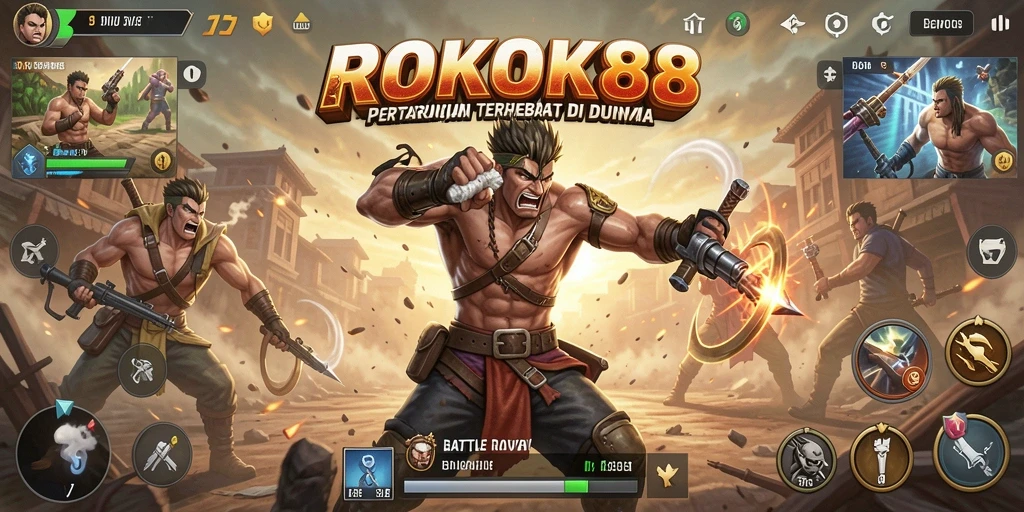 Tangkapan layar gameplay ROKOK88 yang menegangkan dalam Battle Royale.
