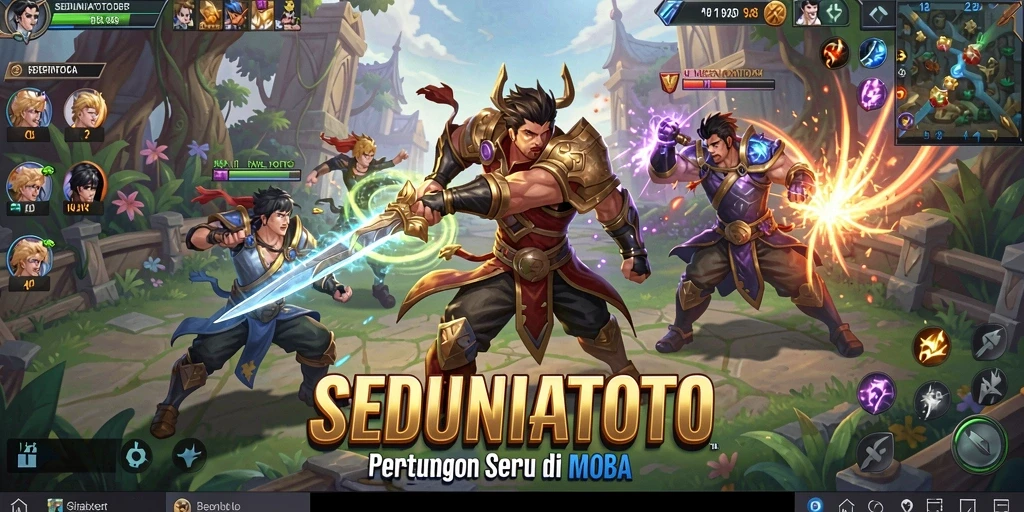 Gameplay intens SEDUNIATOTO dengan aksi MOBA tak terlupakan.