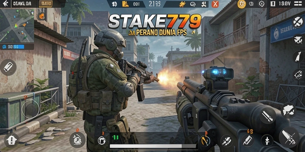 Screenshot utama STAKE779 menampilkan aksi menembak yang mendebarkan.