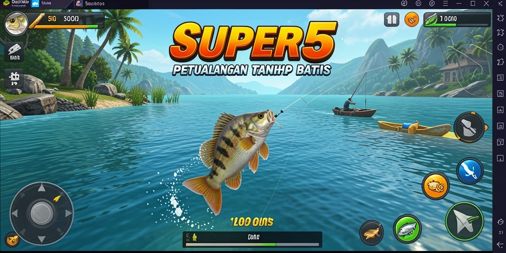 Screenshot SUPER5 menampilkan aksi memancing yang mendebarkan.