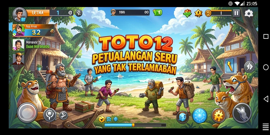 Screenshot gameplay TOTO12 yang menampilkan petualangan seru di alam liar.