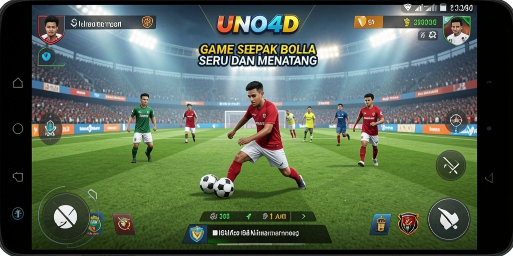 Tampilan gameplay <strong>UNO4D</strong> yang memukau dengan aksi sepak bola yang mendebarkan.