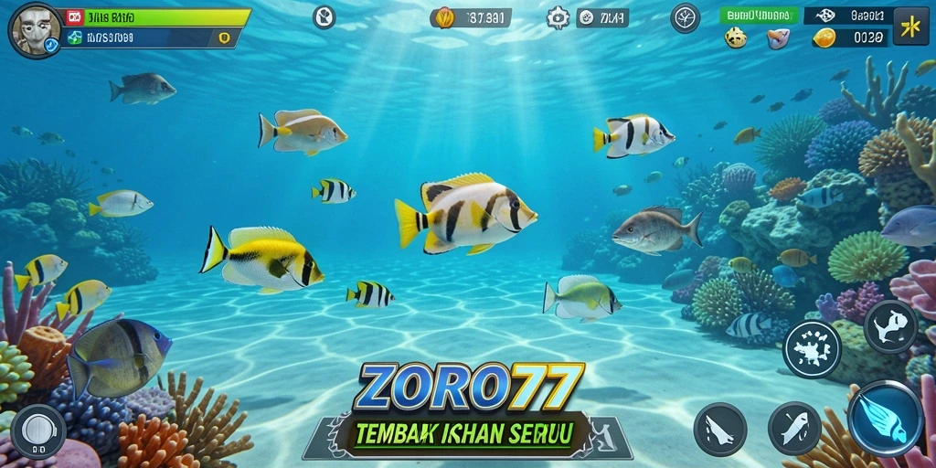 Tampilan gameplay ZORO77 yang seru dengan aksi Tembak Ikan.